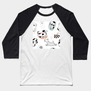 Cute cats and fanny dogs pattern Baseball T-Shirt